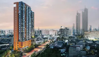 Stunning cityscape view with modern high-rise building in vibrant urban setting