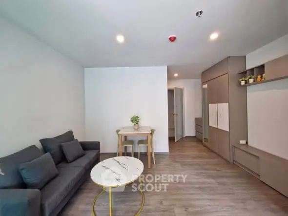 Modern living room with sleek furniture and stylish decor