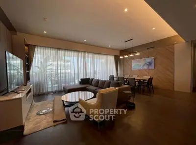 Luxurious modern living room with elegant furniture and ambient lighting