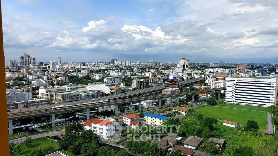 Stunning panoramic city view from high-rise building showcasing urban landscape and skyline.