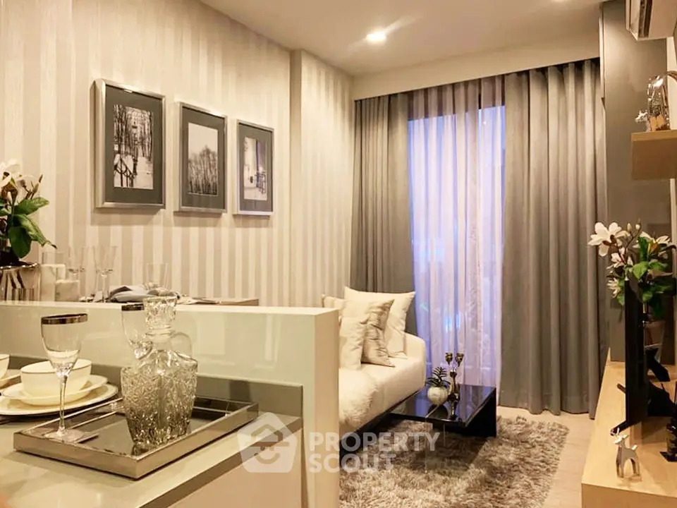 Elegant living room with modern decor and cozy ambiance