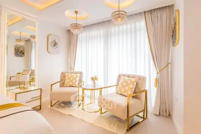Luxurious living room with elegant decor and natural light