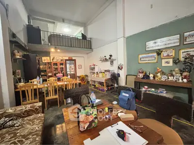 Spacious living area with eclectic decor and mezzanine level