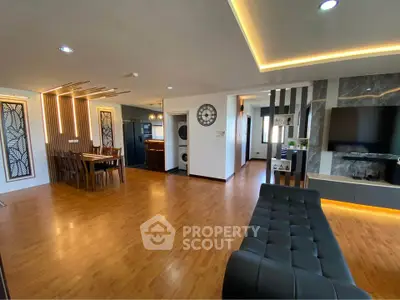 Spacious modern living room with open layout and stylish decor