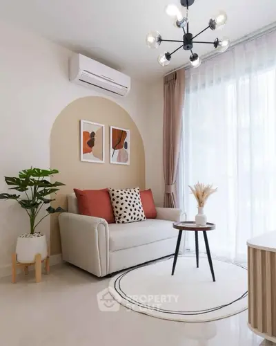 Modern living room with stylish decor and natural light