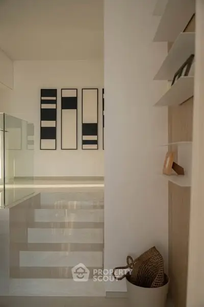 Modern interior with stylish decor and sleek design elements, showcasing a sophisticated and elegant living space.