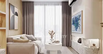 Modern living room with elegant decor and natural light