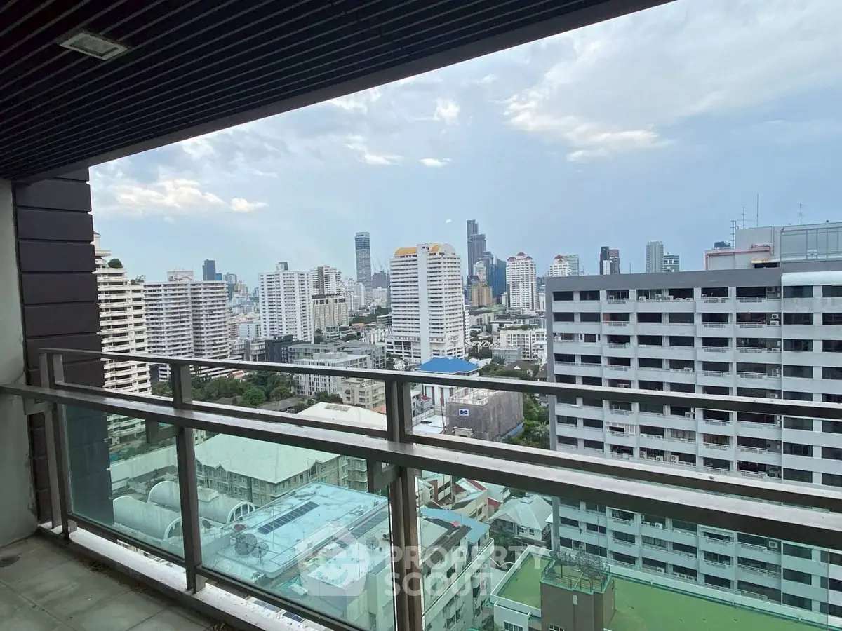 Stunning cityscape view from a high-rise balcony, perfect for urban living enthusiasts.