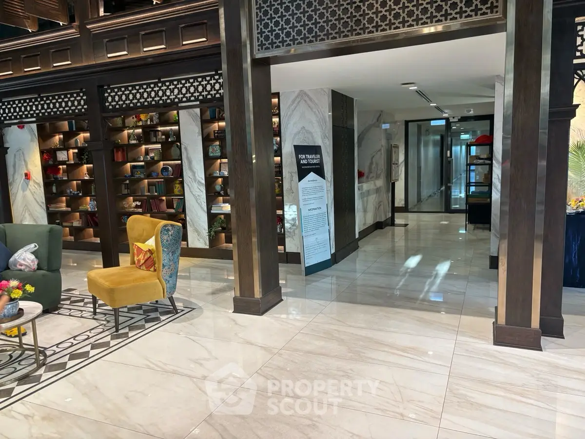 Luxurious hotel lobby with elegant decor and modern design elements