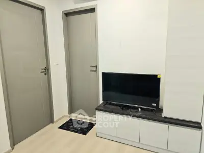 Modern living room with sleek TV stand and minimalist design