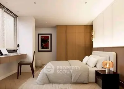 Modern bedroom with elegant decor and natural light
