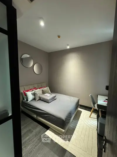 Cozy bedroom with modern decor and stylish furnishings