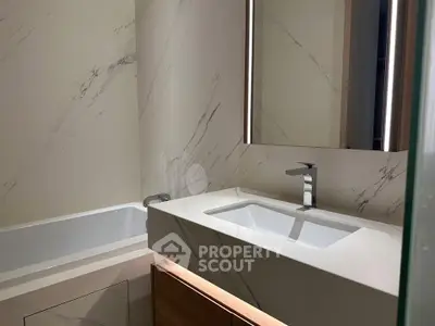 Modern bathroom with sleek design and elegant marble finishes