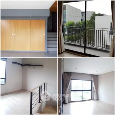 Modern duplex apartment with balcony and large windows for natural light