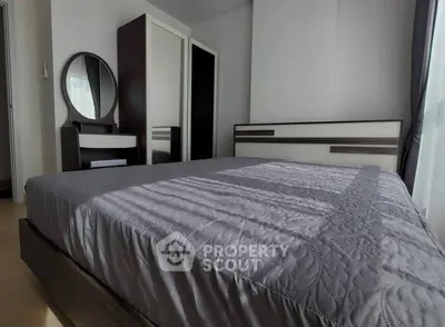 Modern bedroom with stylish furniture and natural light