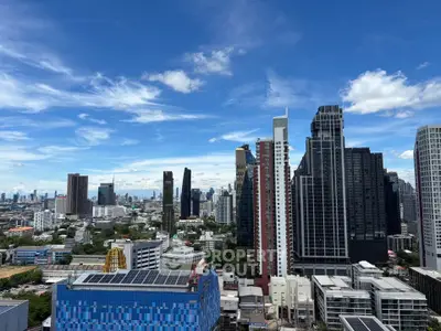 Stunning cityscape view showcasing modern skyscrapers under a clear blue sky, perfect for urban living.