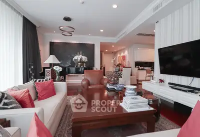 Luxurious living room with elegant decor and spacious seating area