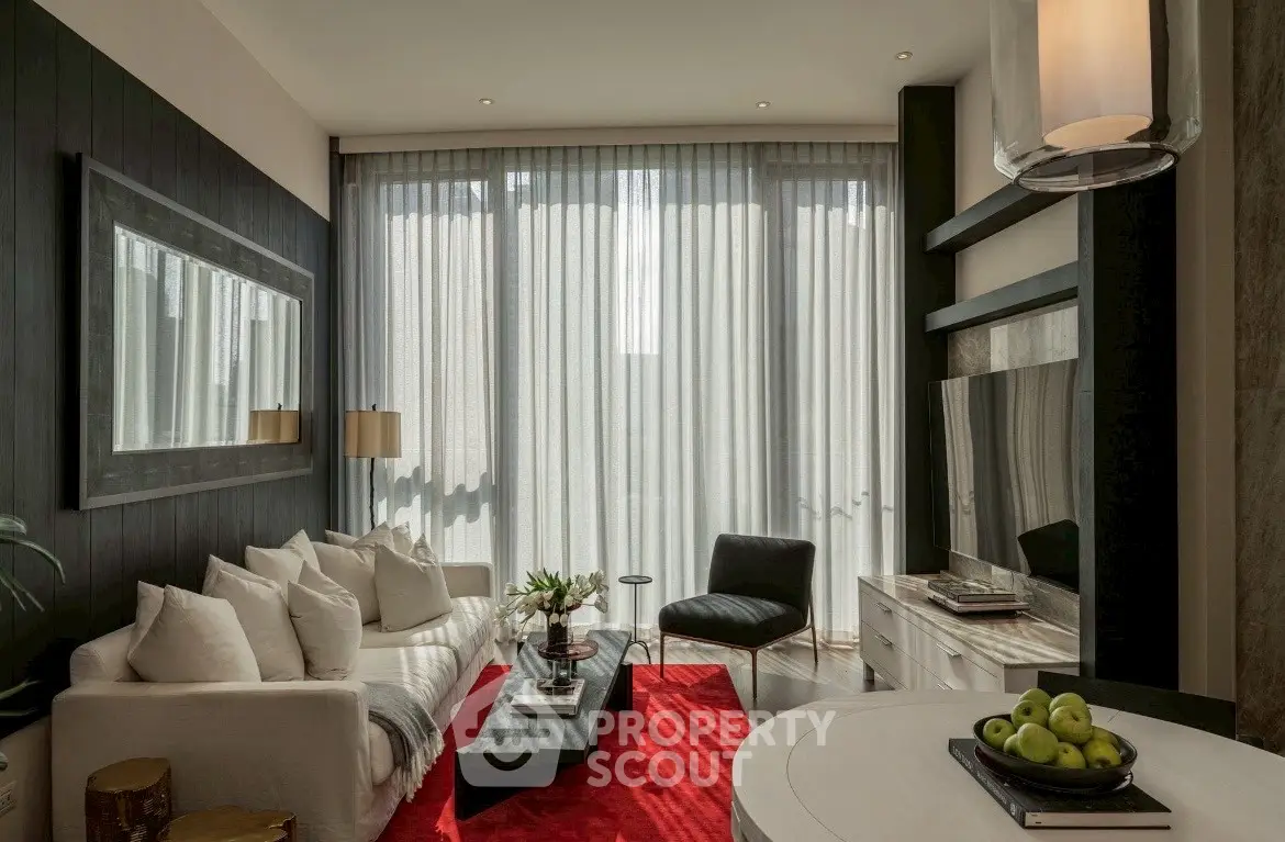 Luxurious modern living room with elegant decor and natural light