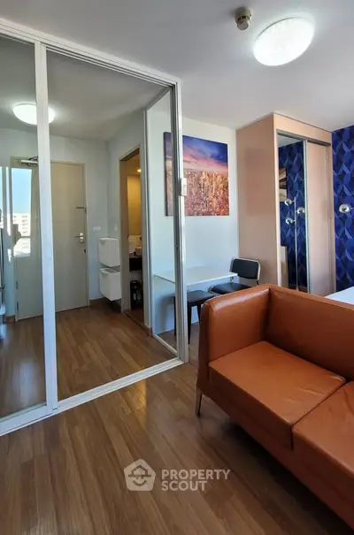 Modern apartment interior with stylish decor and wooden flooring