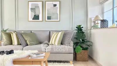 Stylish living room with modern decor and cozy seating area