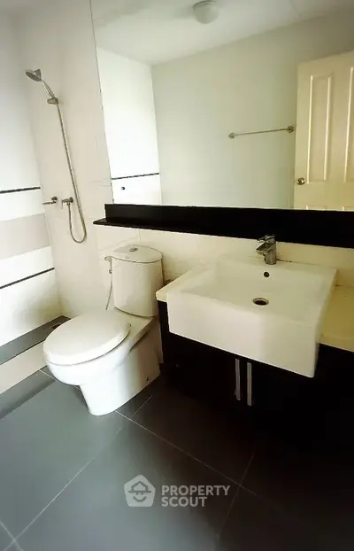 Modern bathroom with sleek fixtures and contemporary design