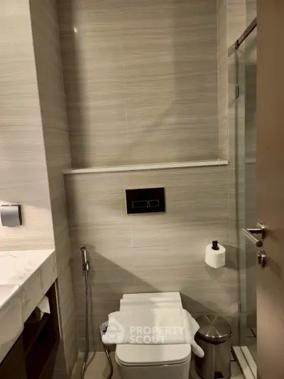 Modern bathroom with sleek fixtures and contemporary design