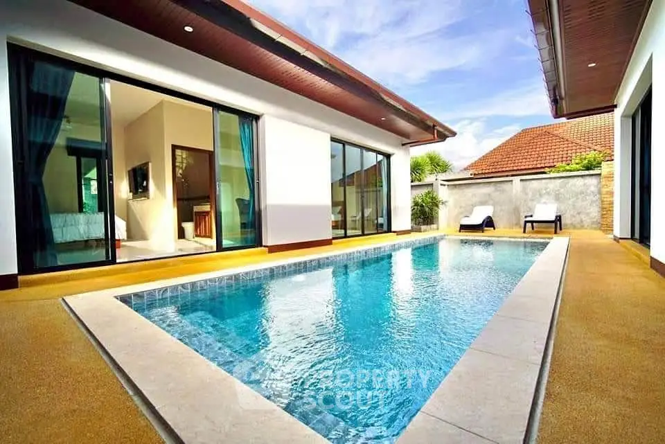 Luxurious villa with private pool and modern design, perfect for relaxation and entertainment.