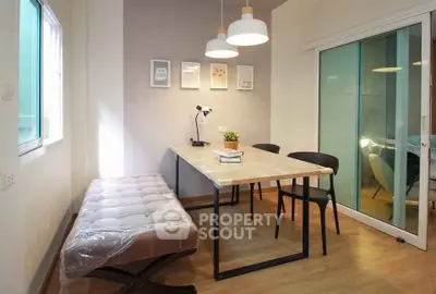 Modern study room with stylish furniture and ample natural light