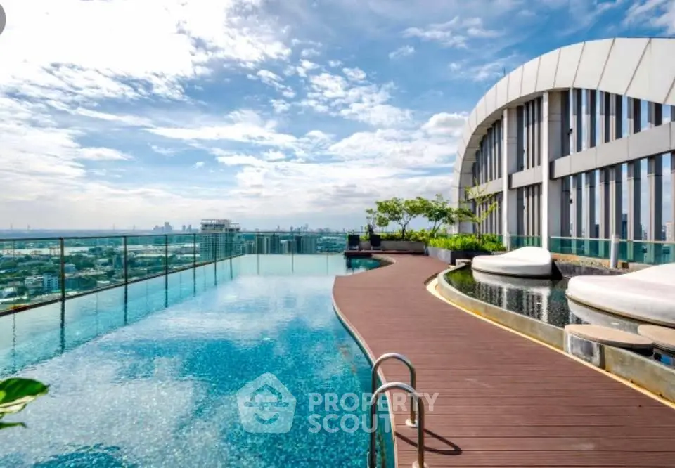 Luxurious rooftop infinity pool with stunning city skyline views