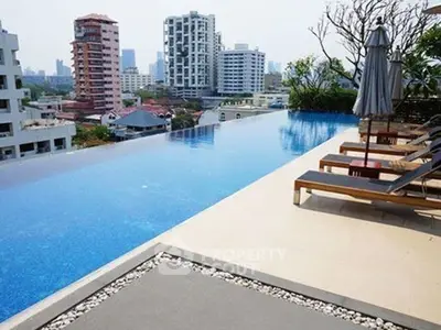 Luxurious rooftop infinity pool with stunning city skyline views