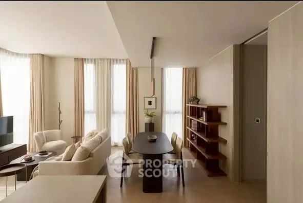 Elegant modern living room with stylish furniture and natural light