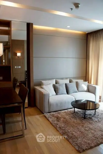 Modern living room with cozy sofa and elegant decor