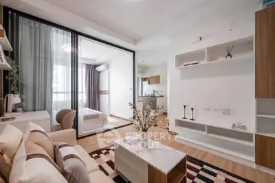 Modern living room with open layout and stylish decor