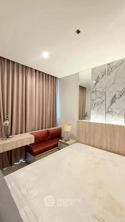 Modern bedroom with elegant decor and cozy ambiance