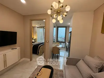 Luxurious modern apartment interior with elegant lighting and stylish decor