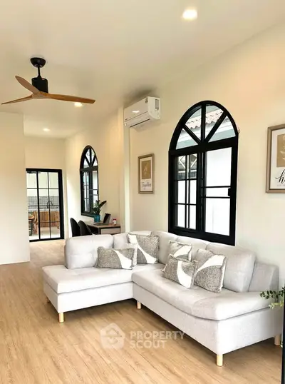 Stylish living room with modern decor and cozy sectional sofa