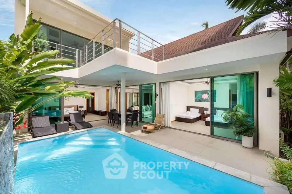 Luxurious modern villa with private pool and spacious outdoor area, perfect for relaxation and entertainment.