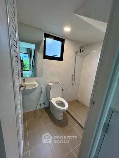 Modern bathroom with sleek fixtures and contemporary design