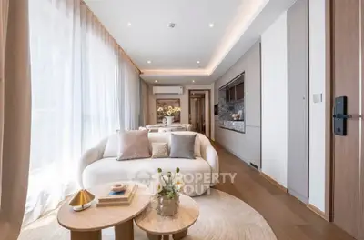 Luxurious modern living room with elegant decor and natural light