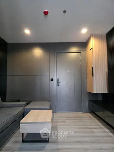 Modern living room with sleek design and minimalist furniture