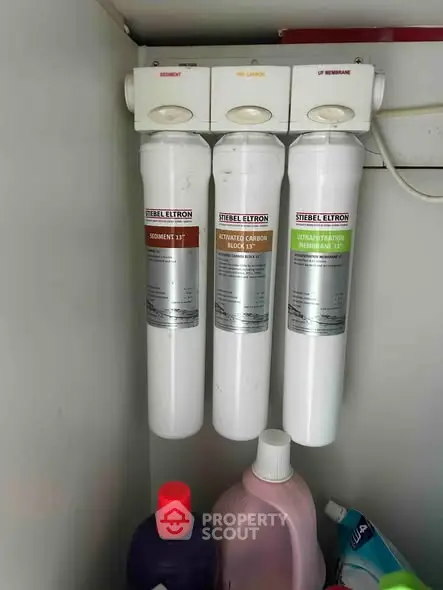 High-quality water filtration system in a modern kitchen cabinet