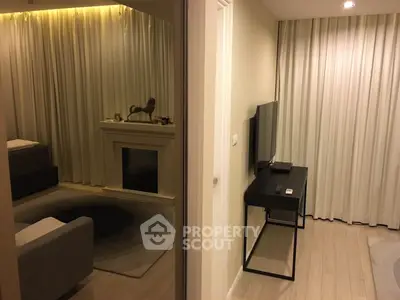 Modern living space with elegant curtains and sleek furniture design