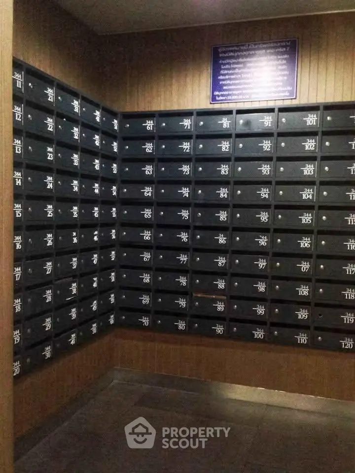 Modern apartment building mailboxes in a secure lobby area