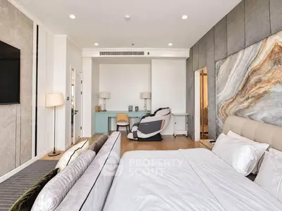Luxurious modern bedroom with elegant decor and spacious layout