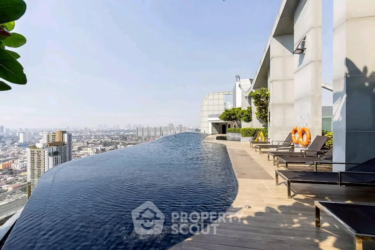Luxurious rooftop infinity pool with stunning city skyline views
