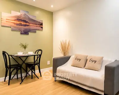 Cozy living room with stylish decor and comfortable seating