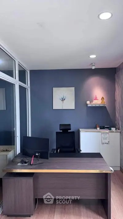 Modern study room with sleek desk and elegant decor