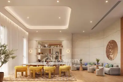 Luxurious modern living room with elegant decor and stylish furniture, featuring a spacious open layout and ambient lighting.