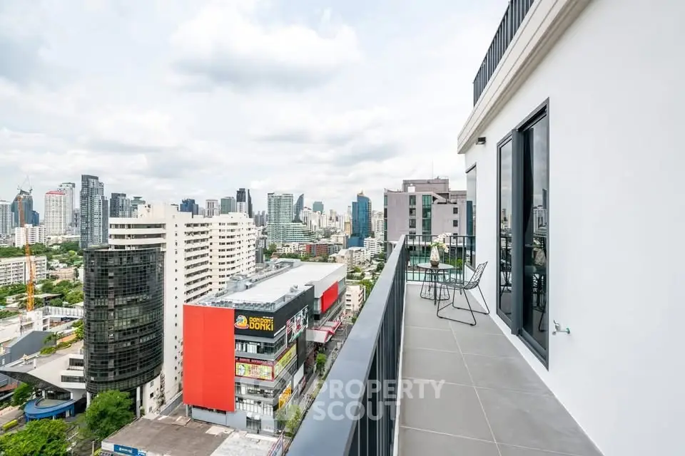 Stunning cityscape view from a modern high-rise balcony, perfect for urban living enthusiasts.