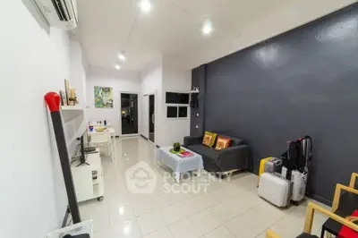 Modern living room with sleek design and stylish decor